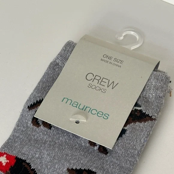 Maurices Gray Crew Socks with Dachshund Design - Picture 3 of 3